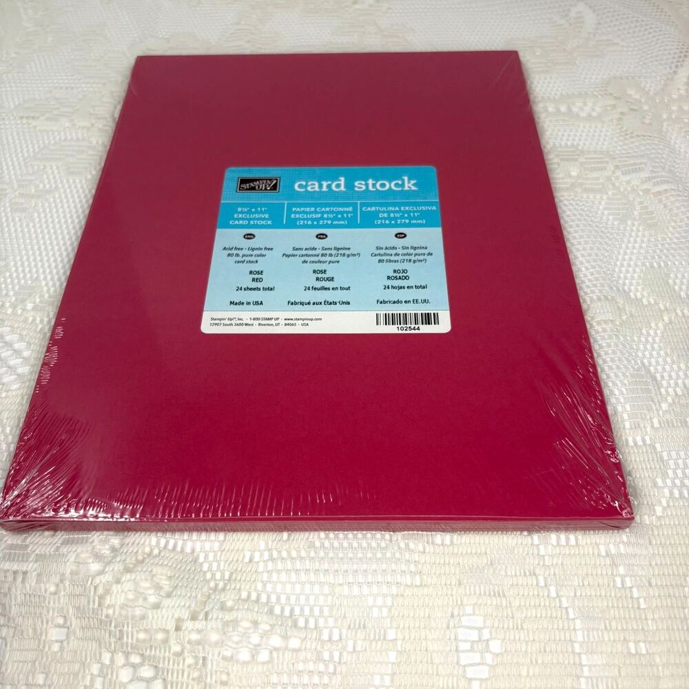 Stampin Up ROSE RED Cardstock 8.5X11 - RED, RETIRED, 24 Sheets SEALED & New